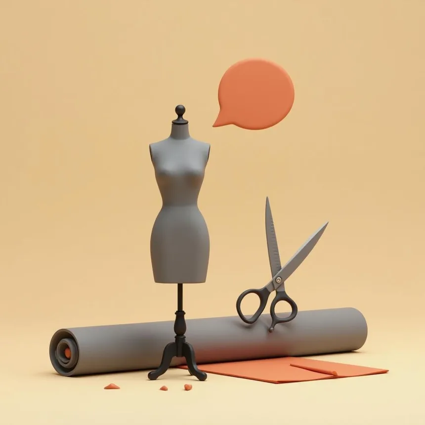 Ilustración representativa de taller de confección