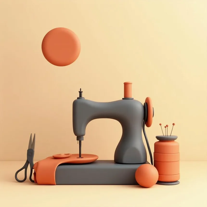 Ilustración representativa de taller de costura
