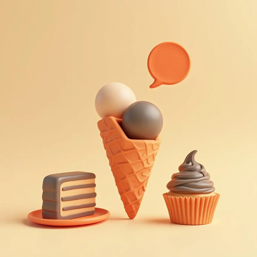 Ilustración representativa de heladería o pastelería