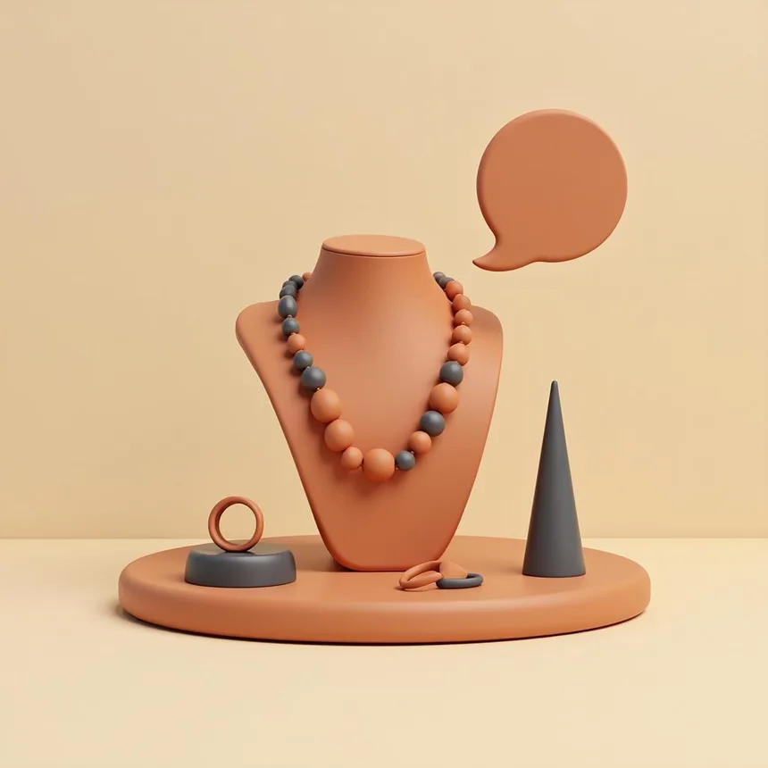 Ilustración representativa de tienda de joyas y accesorios