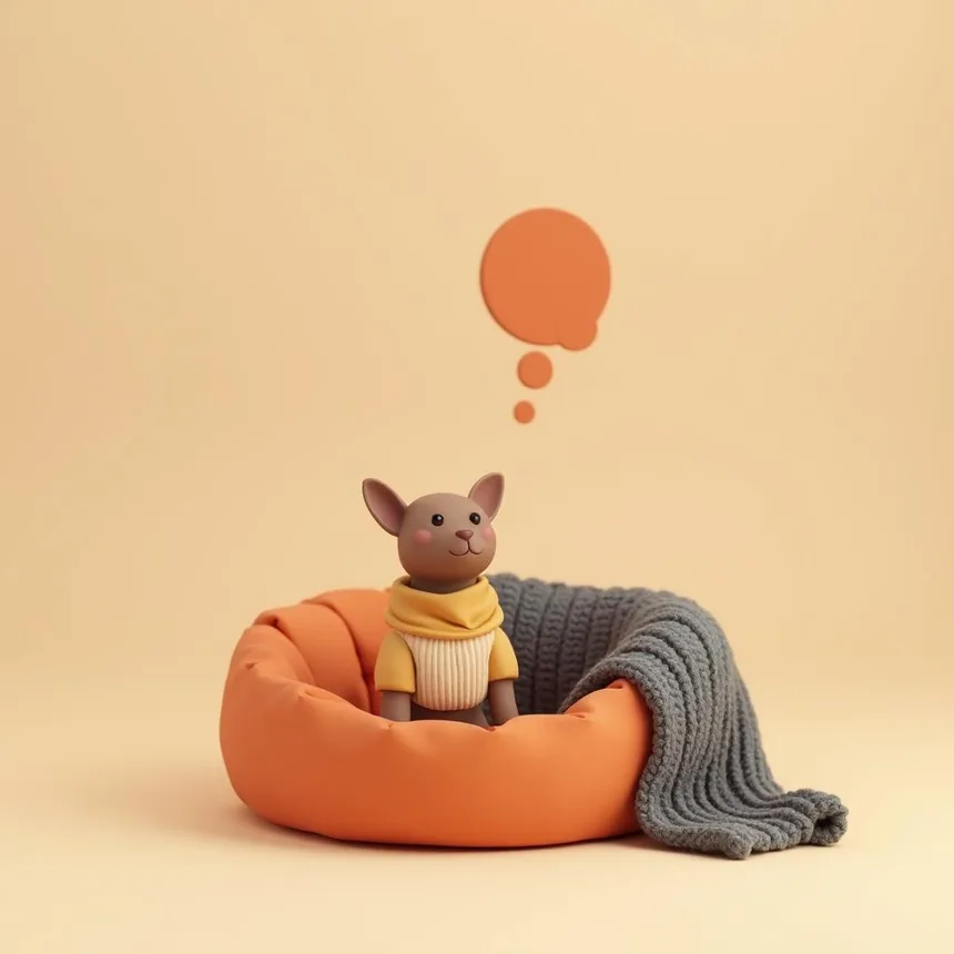 Ilustración representativa de tienda de ropa y camas para mascotas