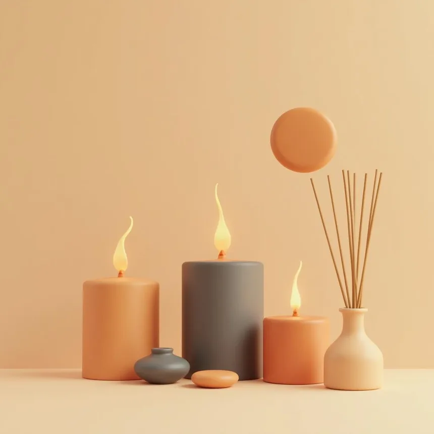 Ilustración representativa de tienda de velas y aromas